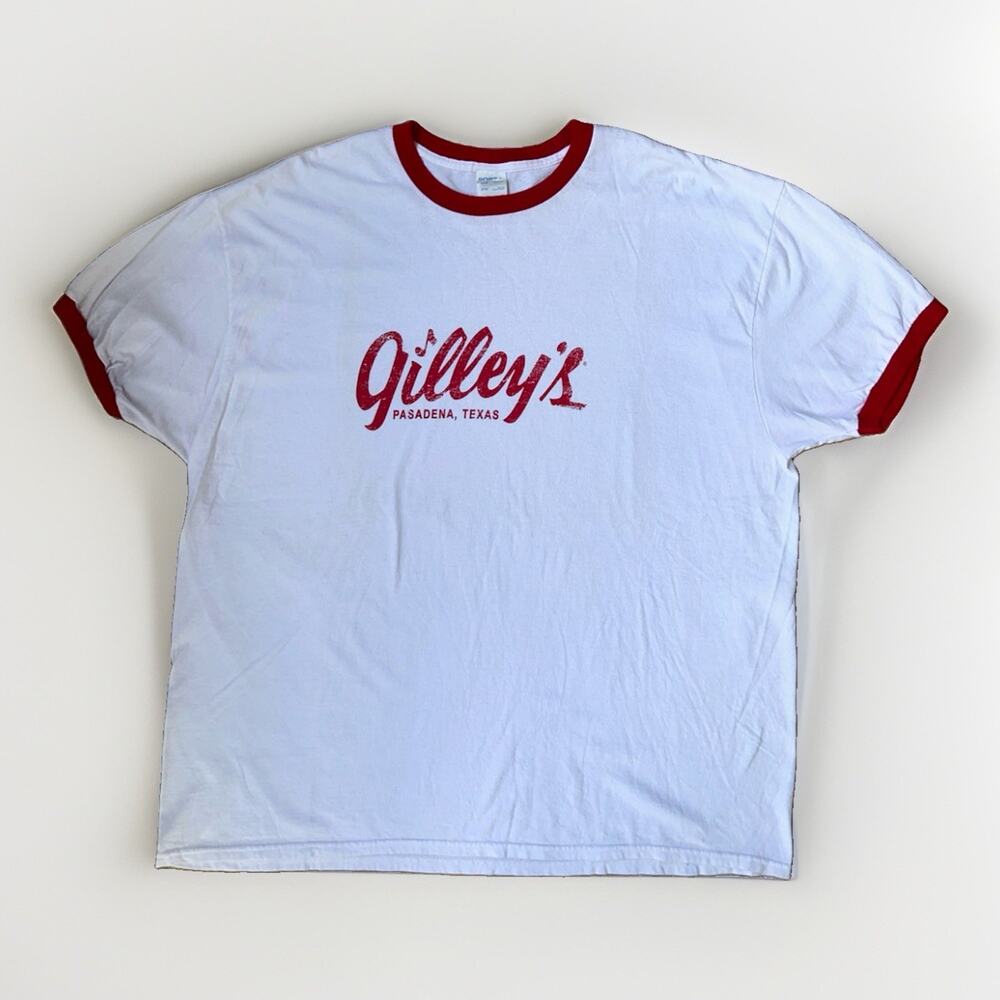 Gilley's Retro Ringer T-Shirt Men Sz 2XL Rodeo Texas White Red Cowboy Honky Tonk